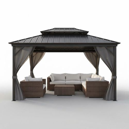 12x16 ft Hardtop Gazebo, Double Steel Roof